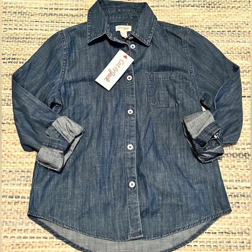 Cat & Jack Girls or Boys denim button down Med(7/8)